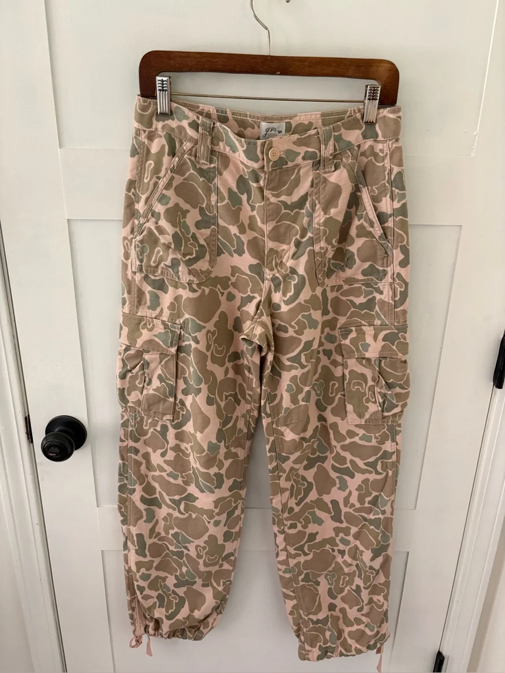 J. Crew Cinched Hem Cotton Camouflage Cargo Pants. Size 27.